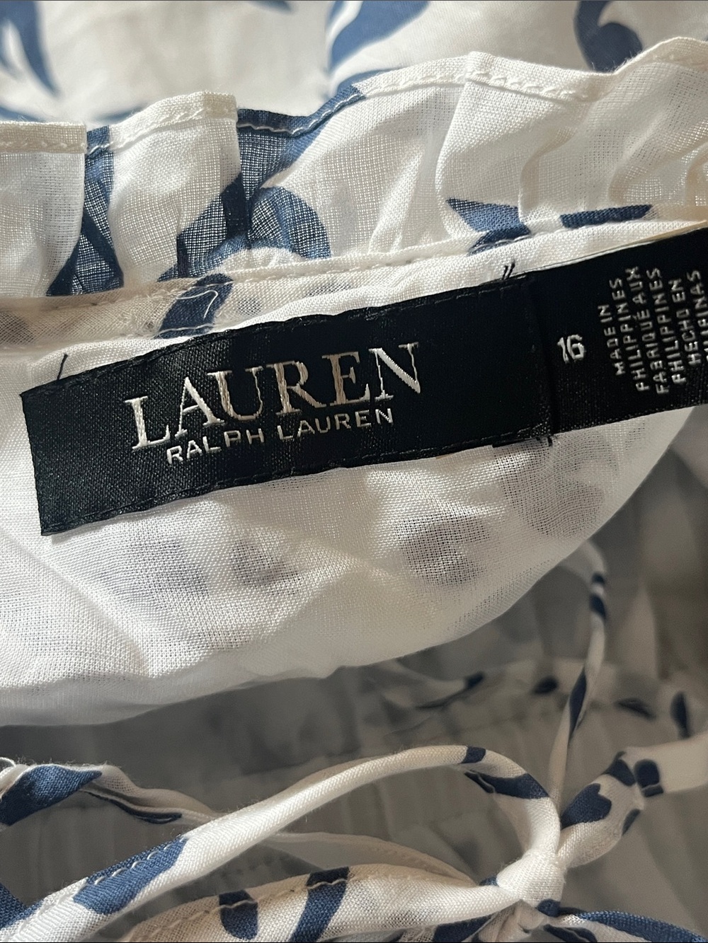 Lauren Ralph Lauren Blue/White Floral Cotton Voile Tiered Maxi Dress, size 16 - Picture 6 of 9